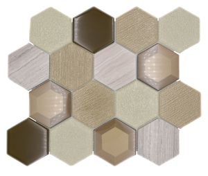 Mosaiikkilaatta Fliesen Hexagon beige 26,5 x 30,5 cm