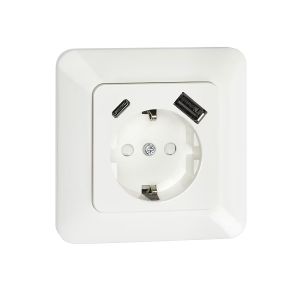 Pistorasia Opal 1S 16A IP20 2 x USB Valkoinen 84 x 84 mm