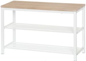 Eteispenkki 4living Kenkätelineellä Valkoinen/Natural 80 x 30 x 51 cm