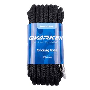 Kiinnitysköysi Qvarken Dockline karbiinihaalla musta 12 mm x 12 m