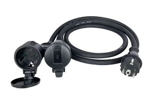 Jatkojohto Opal 2-os IP44 musta 2 m