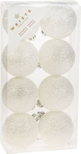 Joulupallolajitelma 6 cm 8 kpl valkoinen