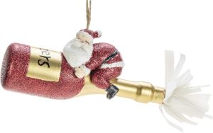 Joulukoriste pukki pullolla 6 x 15 cm punakulta