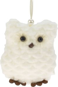 Joulukoriste pikkupöllö 10 cm valkoinen