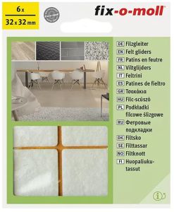 Huopatassu Fix-o-moll 32 x 32 mm valkoinen 6 kpl