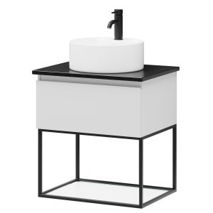 Kalustesetti lasihyllyllä Camargue Skärgård IQ+ Classic Integrated mattavalkoinen 60 cm