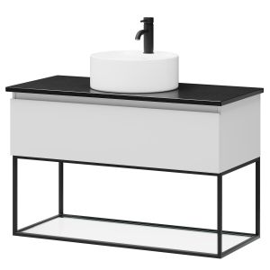 Kalustesetti lasihyllyllä Camargue Skärgård IQ+ Classic Integrated mattavalkoinen 100 cm