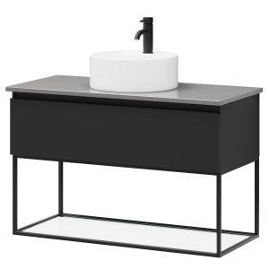 Kalustesetti lasihyllyllä Camargue Skärgård IQ+ Classic Integrated mattamusta 100 cm