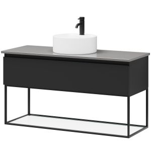 Kalustesetti lasihyllyllä Camargue Skärgård IQ+ Classic Integrated mattamusta 120 cm