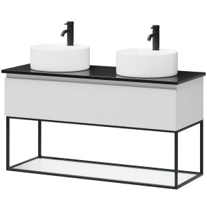 Kalustesetti lasihyllyllä Camargue Skärgård IQ+ Classic Integrated mattavalkoinen 120 cm