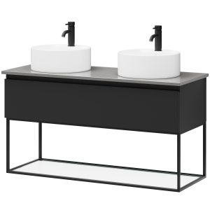 Kalustesetti lasihyllyllä Camargue Skärgård IQ+ Classic Integrated mattamusta 120 cm