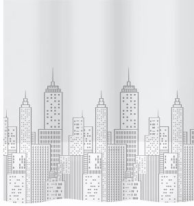 Tekstiilisuihkuverho Diaqua Peva Skyline harmaa/valkoinen 180 x 200 cm