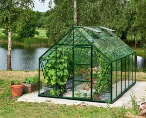 Kasvihuone Halls Universal vihreä 9,9 m² ja sokkeli