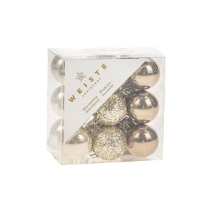 Joulupallolajitelma shampanja-ruskea 3 cm 18 kpl