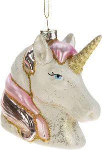 Joulukoriste yksisarvinen 8,5 x 8 cm valkokulta