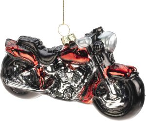 Joulukoriste moottoripyörä 12 x 7 cm mustahopea