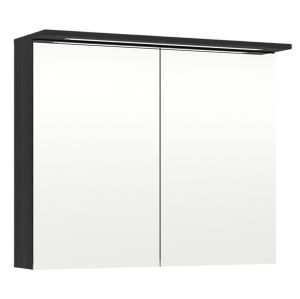Peilikaappi Temal Highlight 80 cm, 2 ovea Musta Pistorasia oikealla