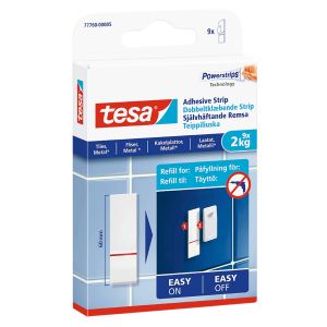 Kaksipuolinen teippiliuska tesa® laatoille ja metallille 9 x 2 kg, Täyttöpakkaus