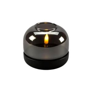 Pöytäkoriste Konstsmide LED-kynttilä mattamusta/savulasi Ø 8,5 cm