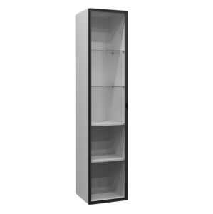 Korkean kaapin vitriiniovi Svedbergs aalto­lasi/mattamusta 35 x 160 cm