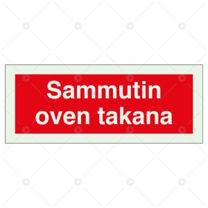Huomiokyltti Sammutin oven takana