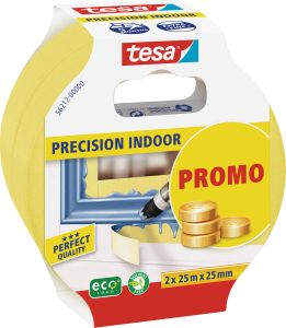 Maalarinteippi Tesa Precision Indoor 25 m x 25 mm Keltainen 2 kpl