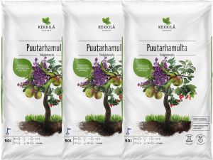 3 kpl puutarhamulta Kekkilä 50 l