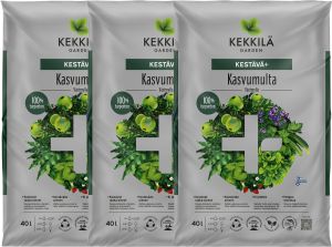 3 kpl Kasvumulta Kekkilä Kestävä+ 40 l