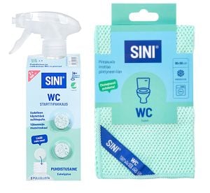 Puhdistusaine Sini WC Starttipakkaus Eukalyptus ja WC-liina Sini 3596
