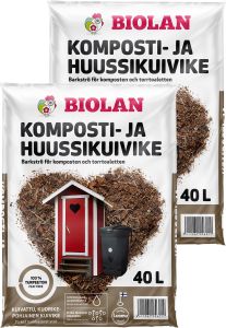 2 kpl Komposti- ja huussikuivike Biolan turpeeton 40 l