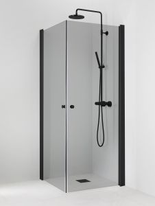 Suihkukulma Vihtan Pisara 3+3 Musta harmaa lasi