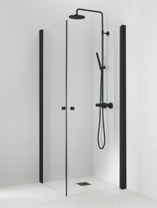 Suihkukulma Vihtan Pisara 3+3 Musta kirkas lasi