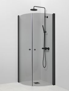 Suihkukulma Vihtan Pisara 4+4 Musta harmaa lasi