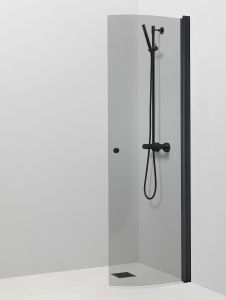 Kääntyvä suihkuseinä Pisara 4 Musta Harmaa lasi