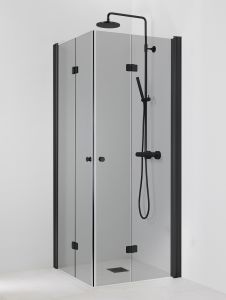 Suihkukulma Vihtan Pisara 5+5 Musta harmaa lasi