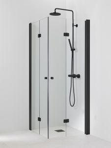 Suihkukulma Vihtan Pisara 5+5 Musta kirkas lasi