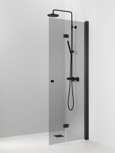 Kääntyvä suihkuseinä Pisara 5 Musta Harmaa lasi