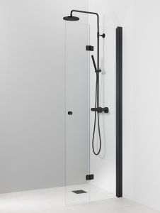 Kääntyvä suihkuseinä Pisara 5 Musta Kirkas lasi