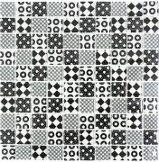 Mosaiikki Optic Mix XCM 8OP5 musta/valkoinen 31,8 x 31,8 cm