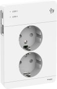 Pistorasia Schneider Electric Exxact 2 -osainen 2x USB A+C Valkoinen