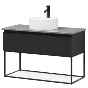 Kalustesetti lasihyllyllä Camargue Skärgård IQ+ Classic Integrated mattamusta 100 cm