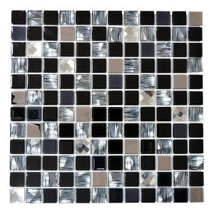 Mosaiikkilaatta Fliesen Quadrat Crystal Mix musta/hopea 30 x 30 cm