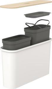 Lajitteluastiasetti SmartStore Collect Slim Set Valkoinen 46 l + vanerikansi